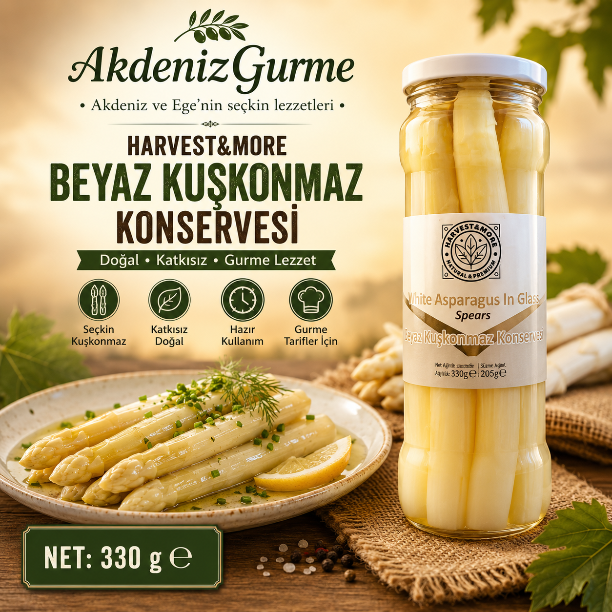 Harvest&More Beyaz Kuşkonmaz Konservesi 330 g