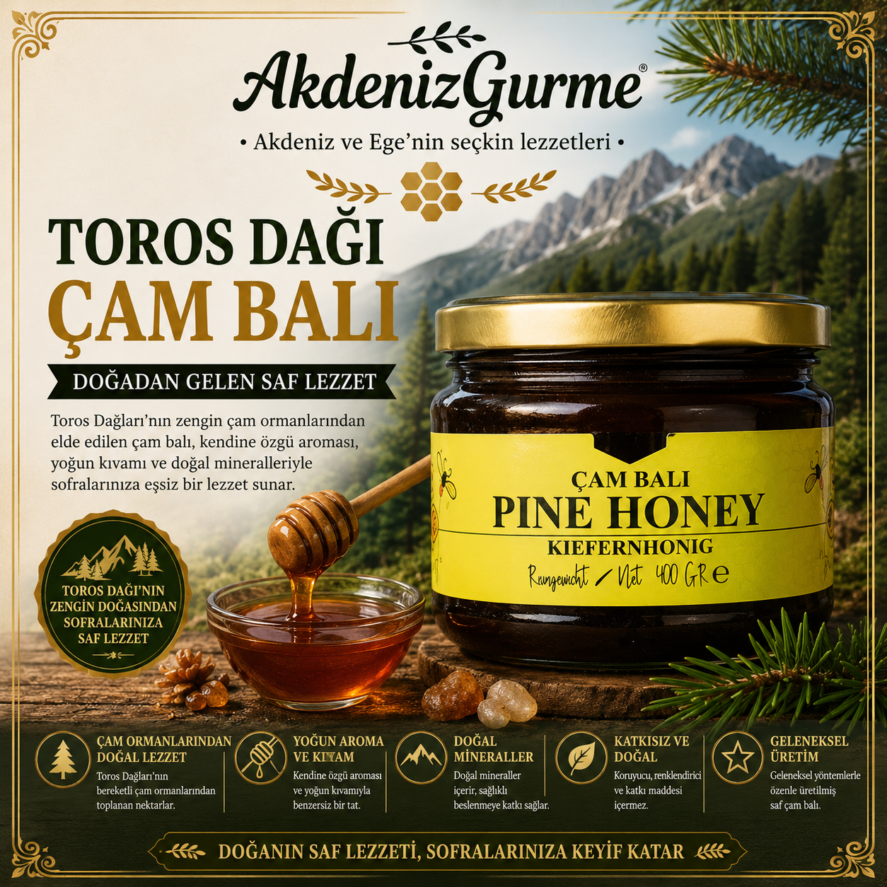 Toros Dağı Çam Balı 400 g e