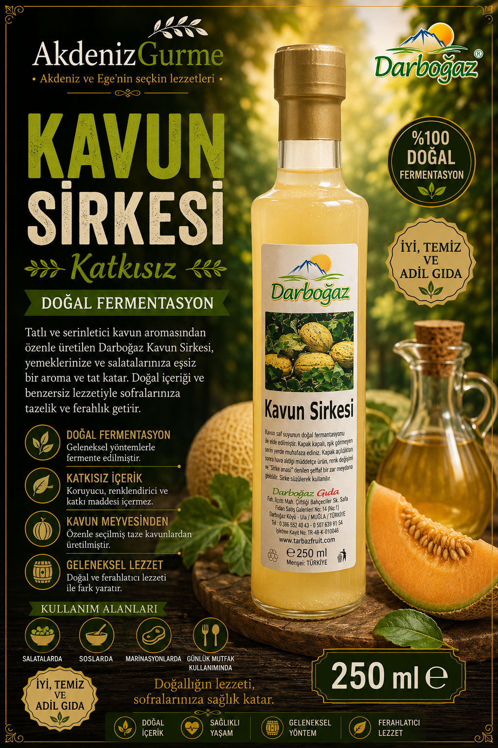 Darboğaz Kavun Sirkesi 250 ml e