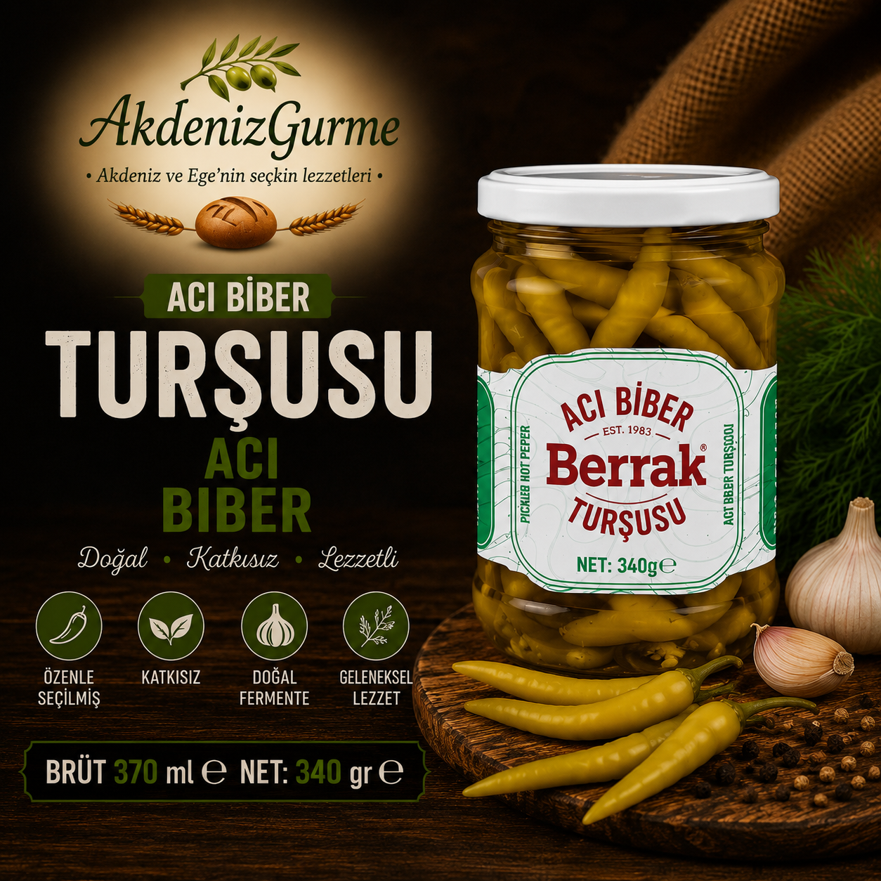 Berrak Acı Biber Turşusu 370 ml