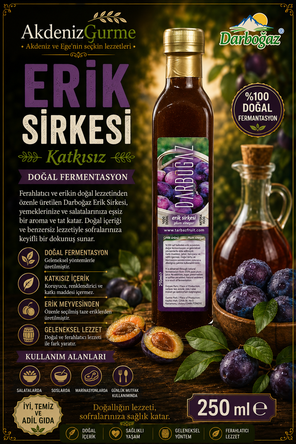 Darboğaz Erik Sirkesi 250 ml e