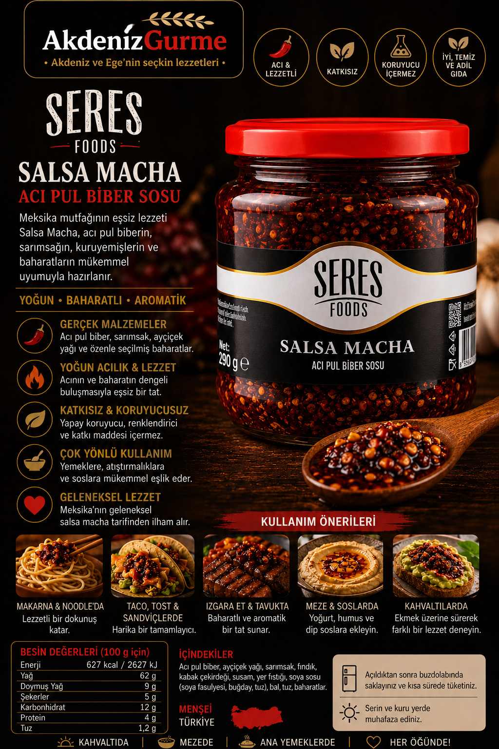 Seres Salsa Macha Acı Pul Biber Sosu 290 g e
