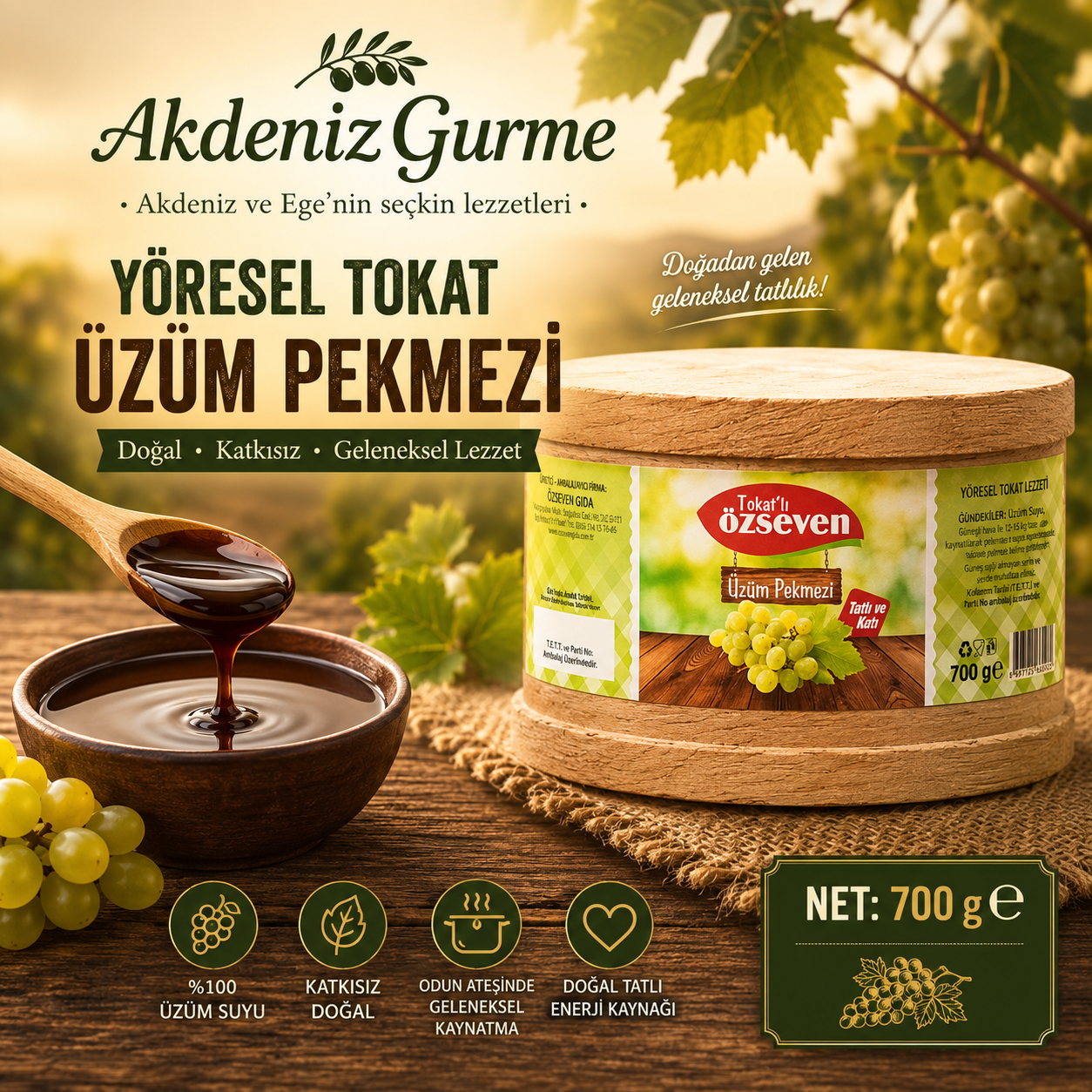 Yöresel Tokat Üzüm Pekmezi 700 g e