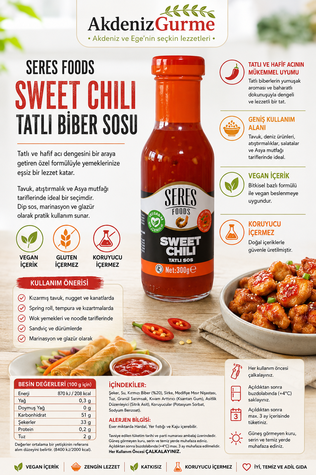 Seres Foods Sweet Chili Tatlı Biber Sosu 300 g e