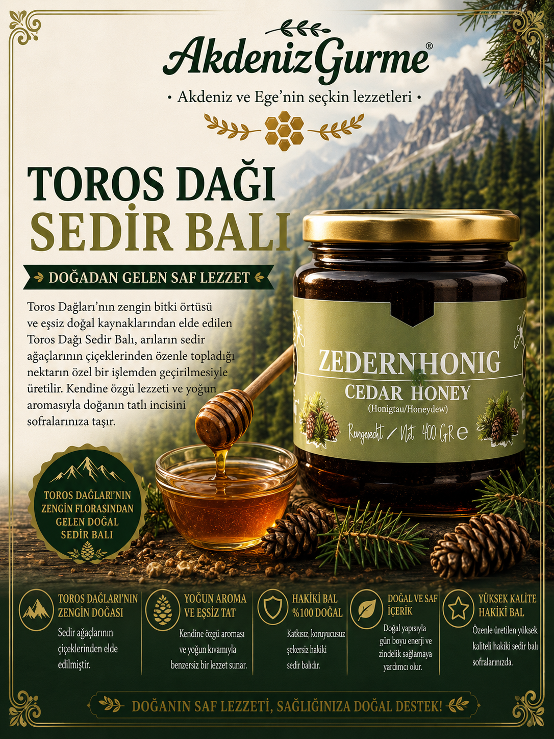 Toros Dağları Sedir Balı 400 g e