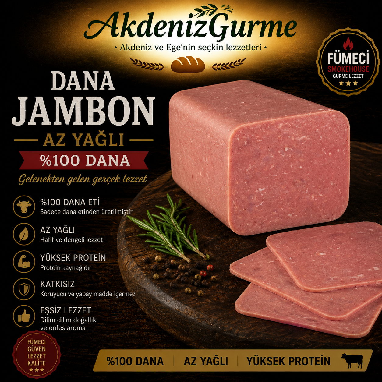 Dana Jambon Az Yağlı %100 Dana 1000 g e