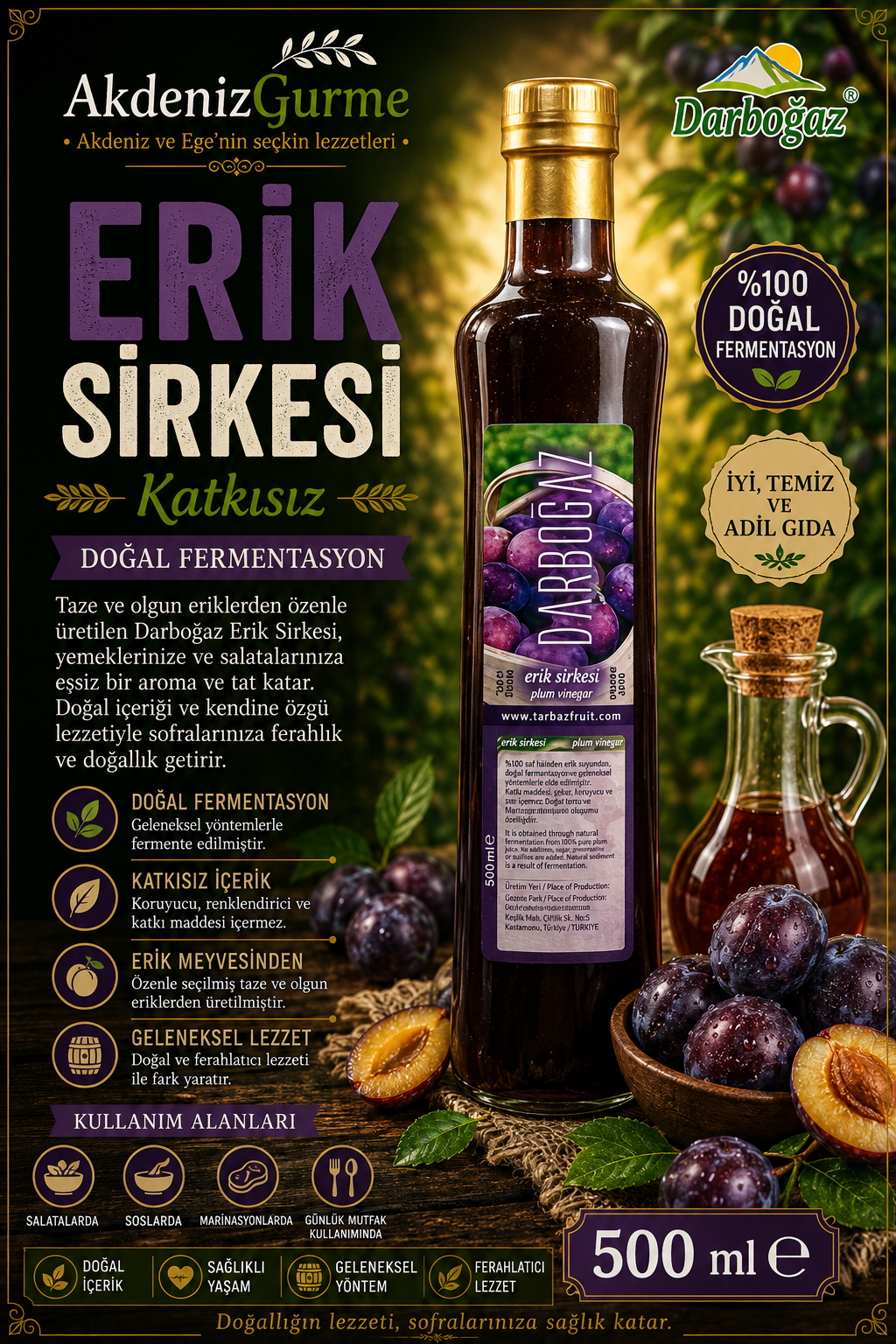 Darboğaz Erik Sirkesi 500 ml e