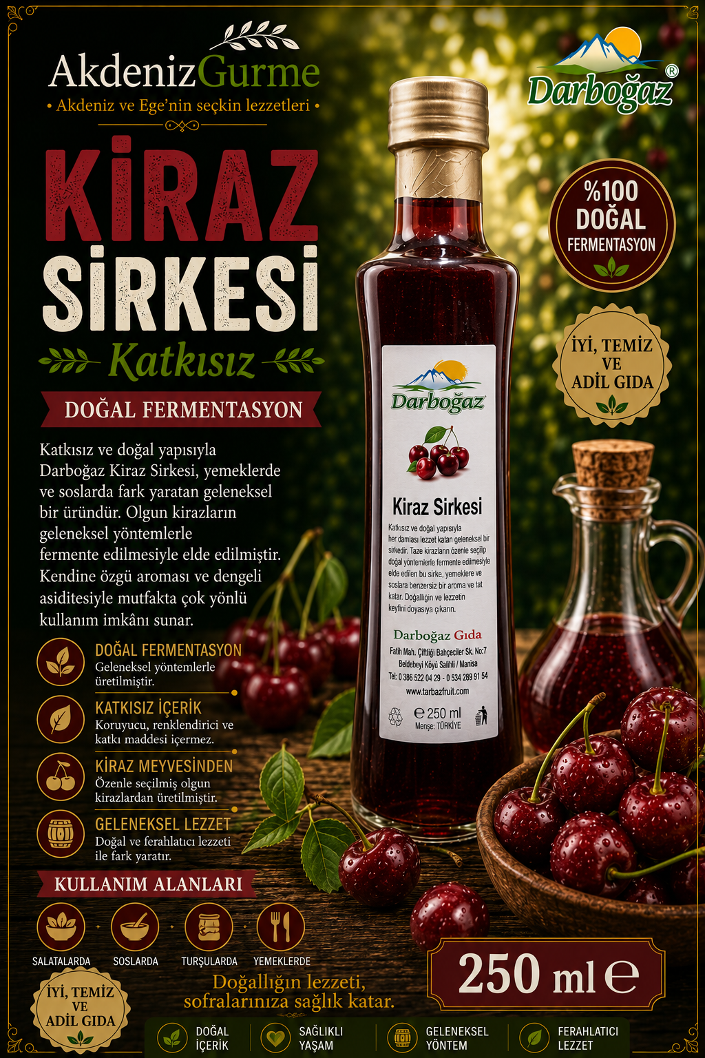 Darboğaz Kiraz Sirkesi 250 ml