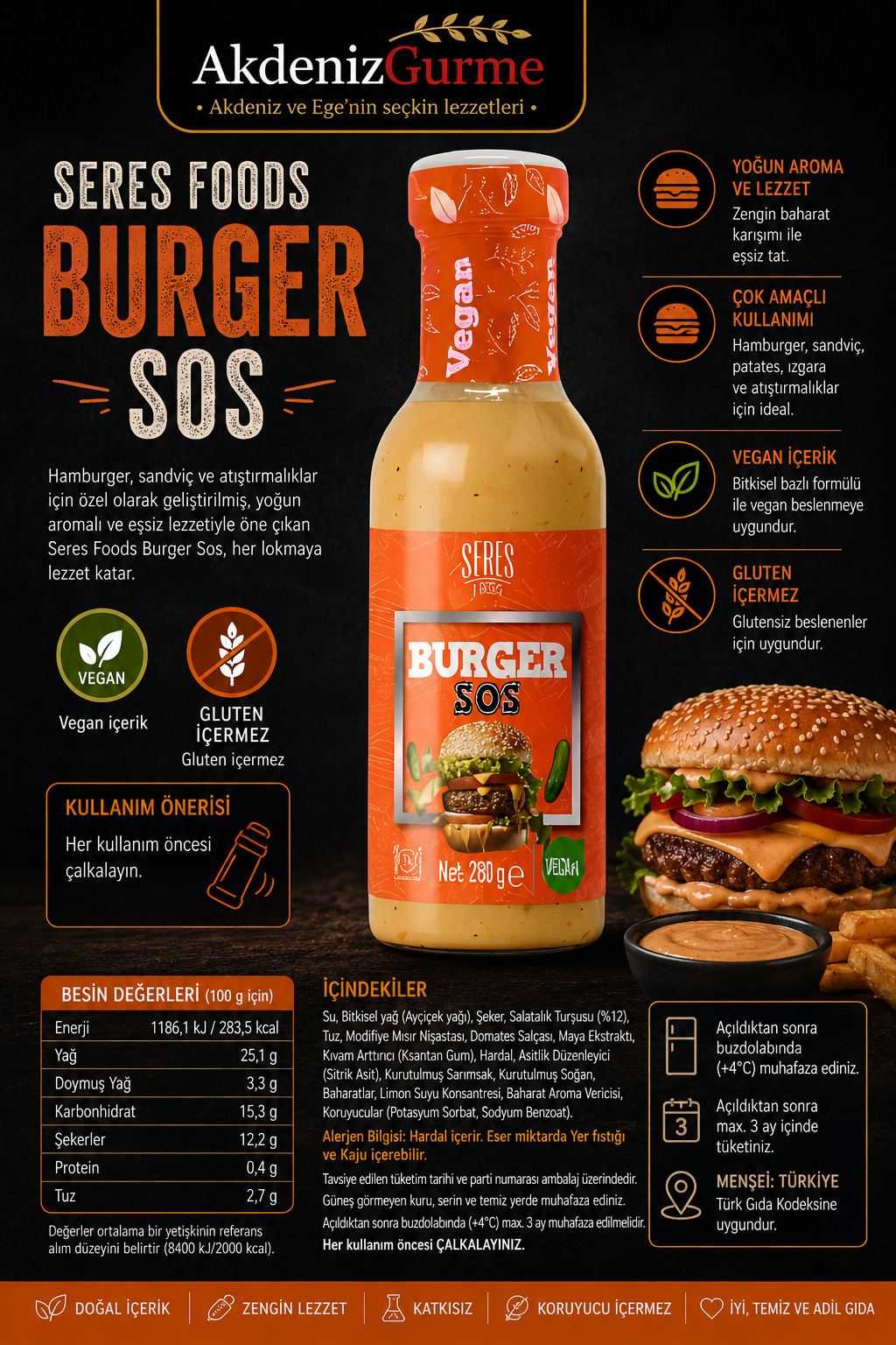 Seres Foods Burger Sos 280 g e