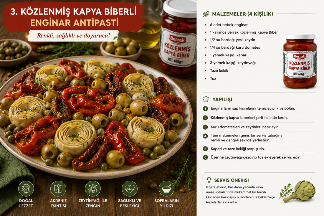 Közlenmiş Kapya Biber Enginar Antipasti