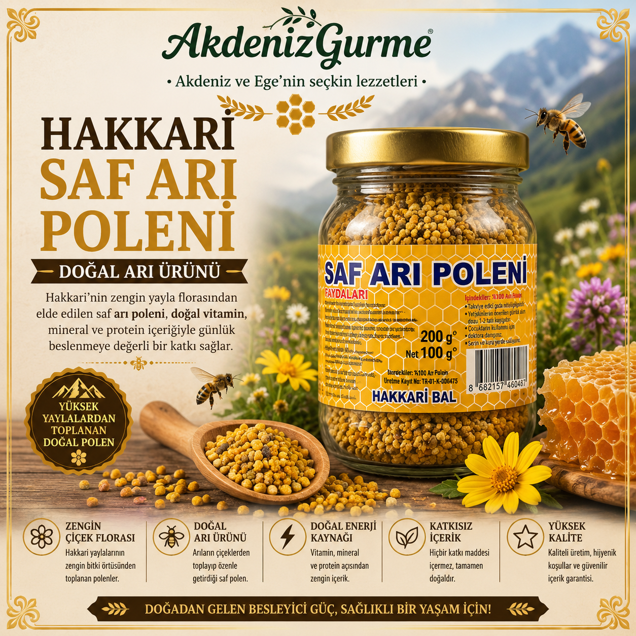 Hakkari Saf Arı Polen 200 g e