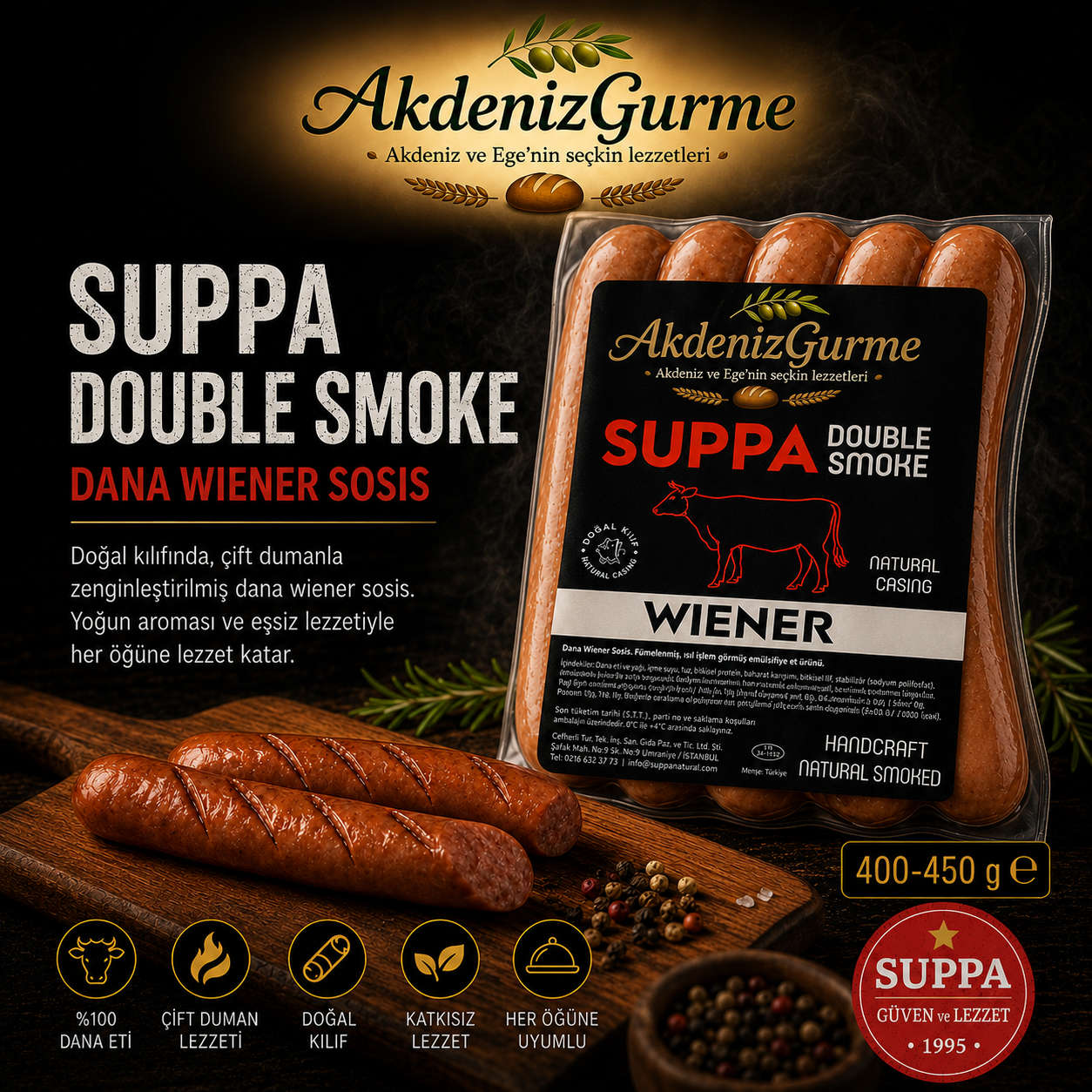 Suppa Double Smoke Dana Wiener Sosis 400-450 Gr