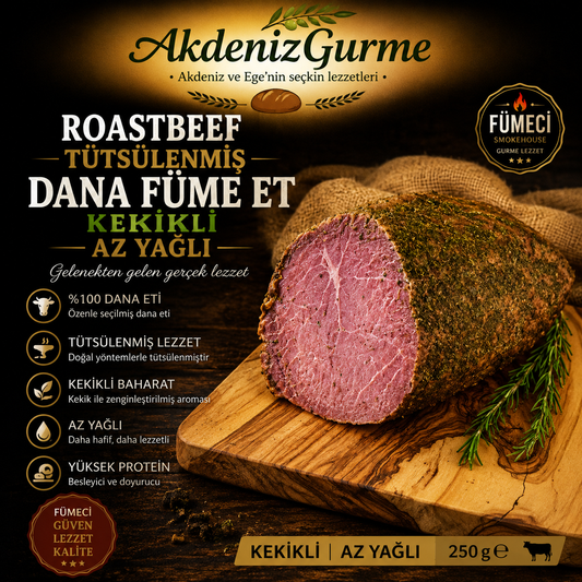 Roastbeef Tütsülenmiş Dana Füme Et Kekikli Az Yağlı 250 g e
