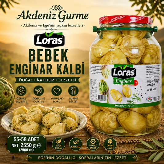 Loras İtalyan Tipi Bebek Enginar kalbi 55-58  Adet 2550 gr (2900 cc)