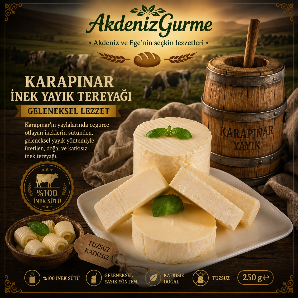 Karapınar İnek Yayık Tereyağı 1000 g e