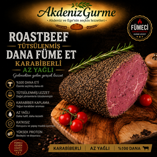 Roastbeef Tütsülenmiş Dana Füme Et Karabiberli Az Yağlı 250 g e
