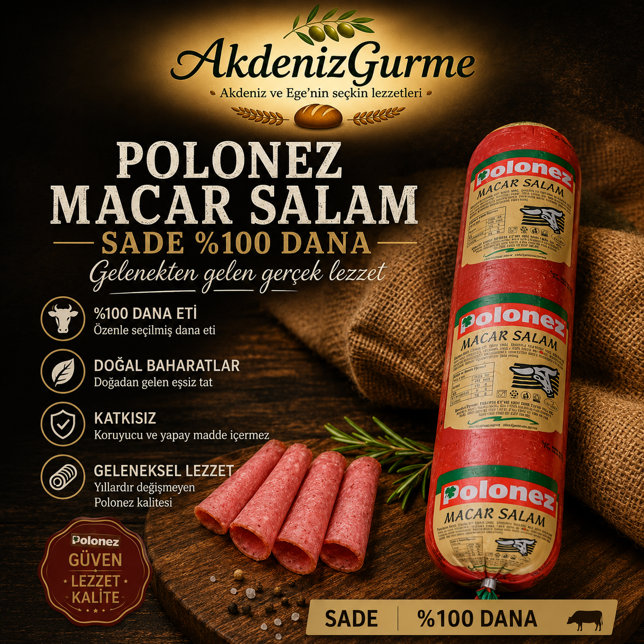 Polonez Macar Salam Sade %100 Dana 500 g e