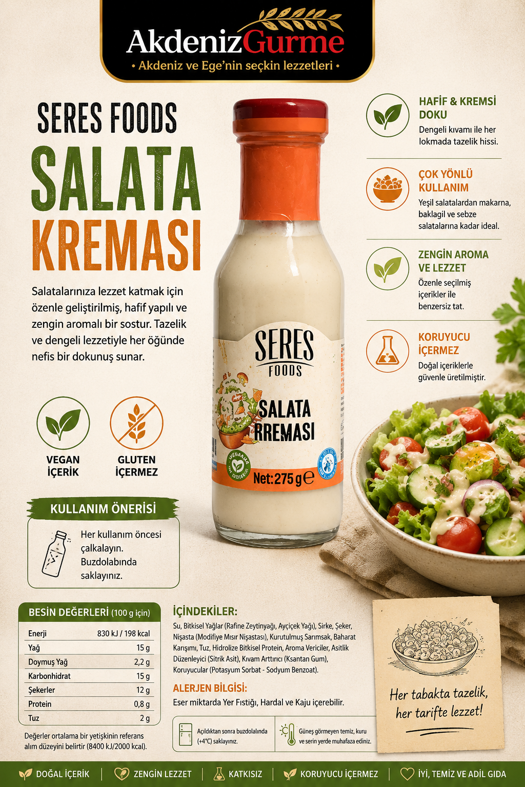 Seres Foods Salata Kreması 275 g e