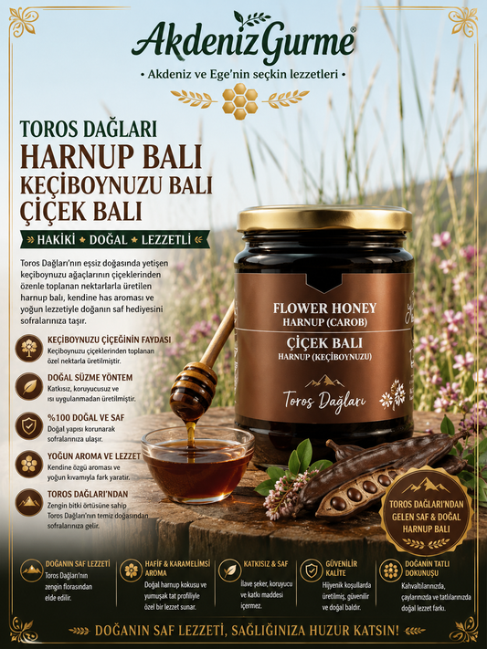 Toros Dağları Harnup Balı Keçiboynuzu Balı Çiçek Balı 400 g e