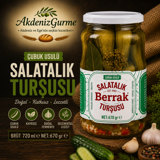 Berrak Çubuk Usulü Kornişon Salatalık Turşusu No:1  720 ml