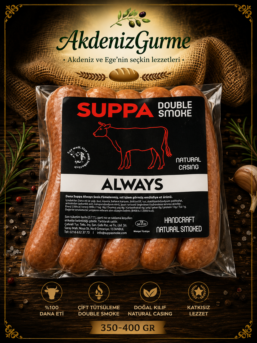 Suppa Double Smoke Dana Always Sosis 350-400 G