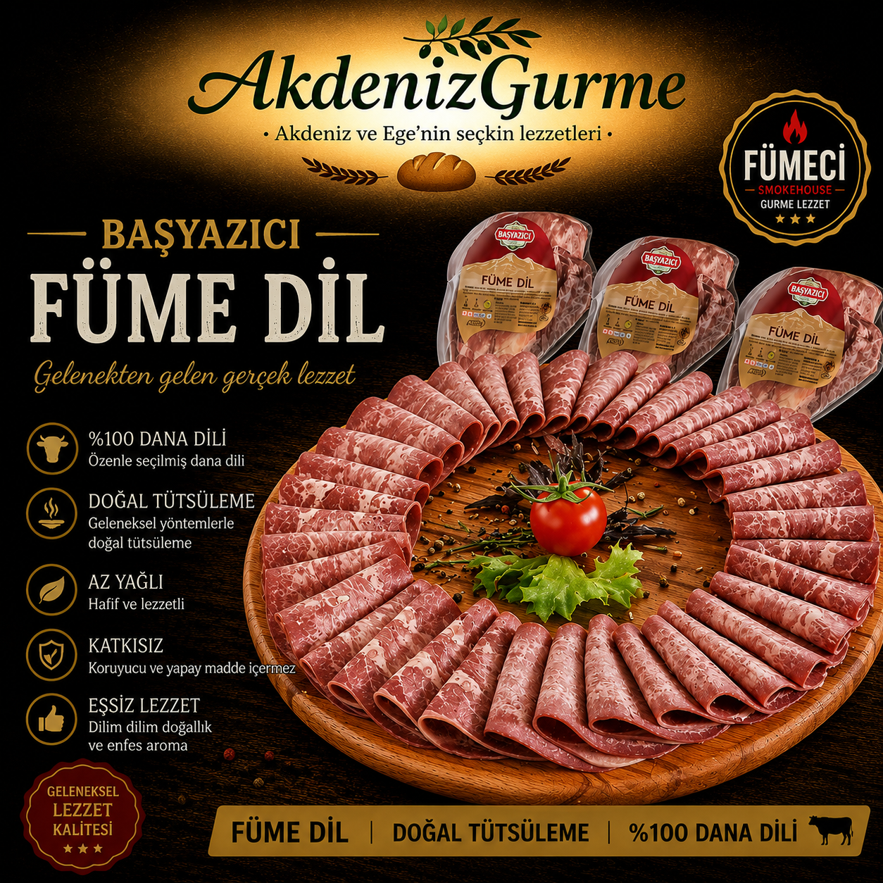 Başyazıcı Füme Dil 250 g e