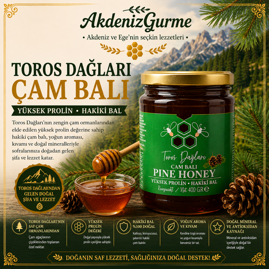 Toros Dağı Çam Balı Yüksek Prolin Hakiki Bal 860 g e