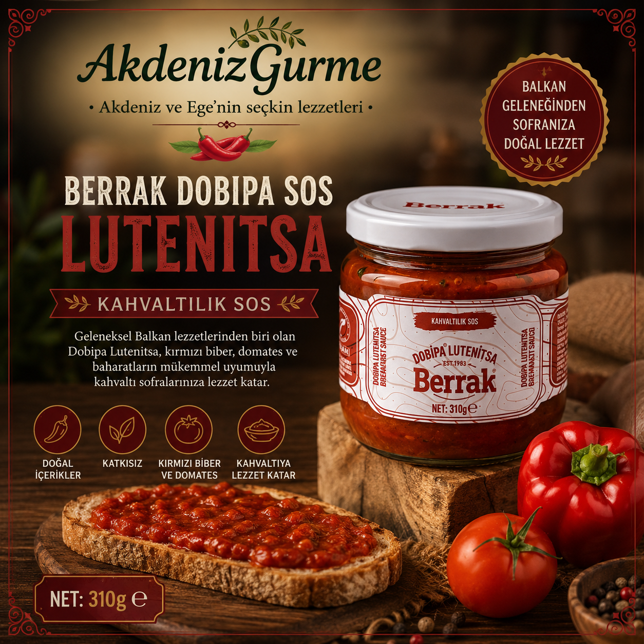 Berrak Dobipa Sos Kahvaltılık,Lutenitsa 300 ml