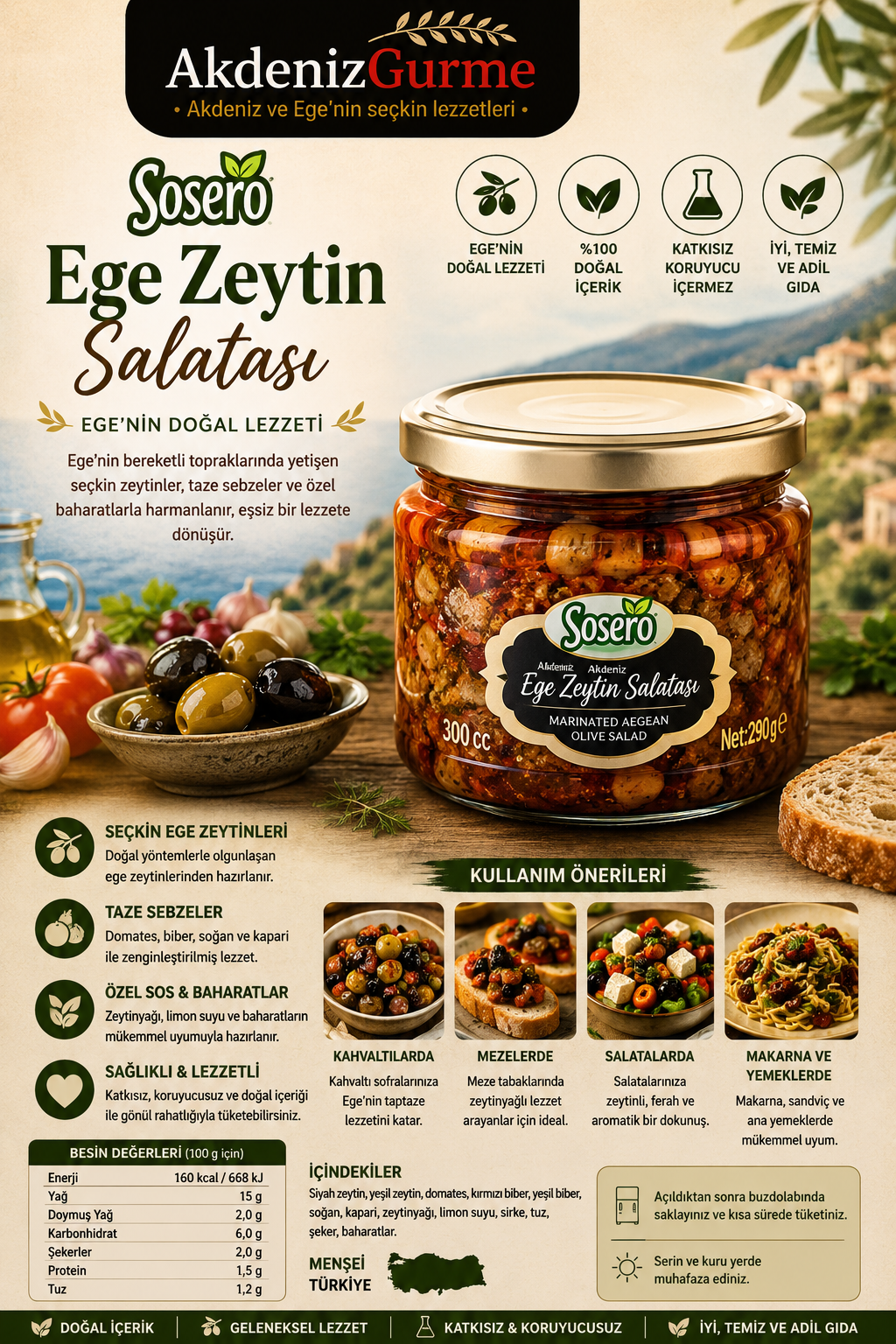 Sosero Ege Zeytin Salatası 290 g e