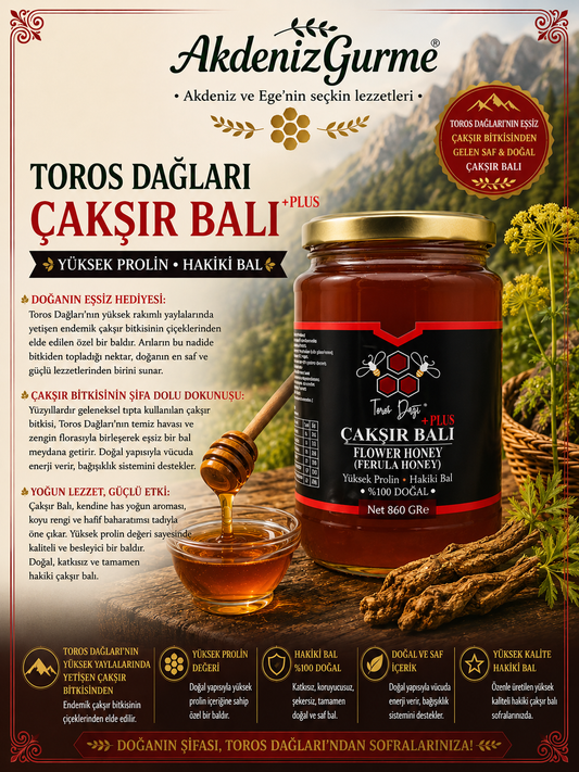 Toros Dağları Çakşır Balı Yüksek Prolinli Hakiki Bal 860 g e