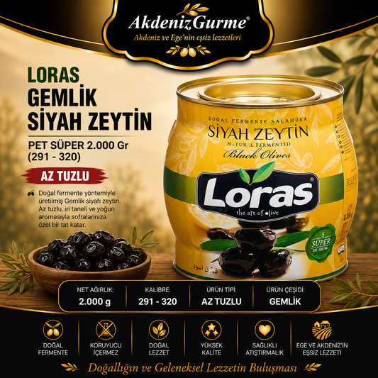 LORAS GEMLİK SİYAH ZEYTİN PET SÜPER 2.000 Gr (291 - 320)