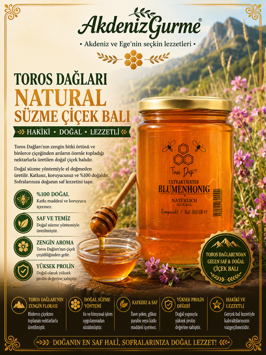 Toros Dağları Natural Süzme Çiçek Balı 860 g e