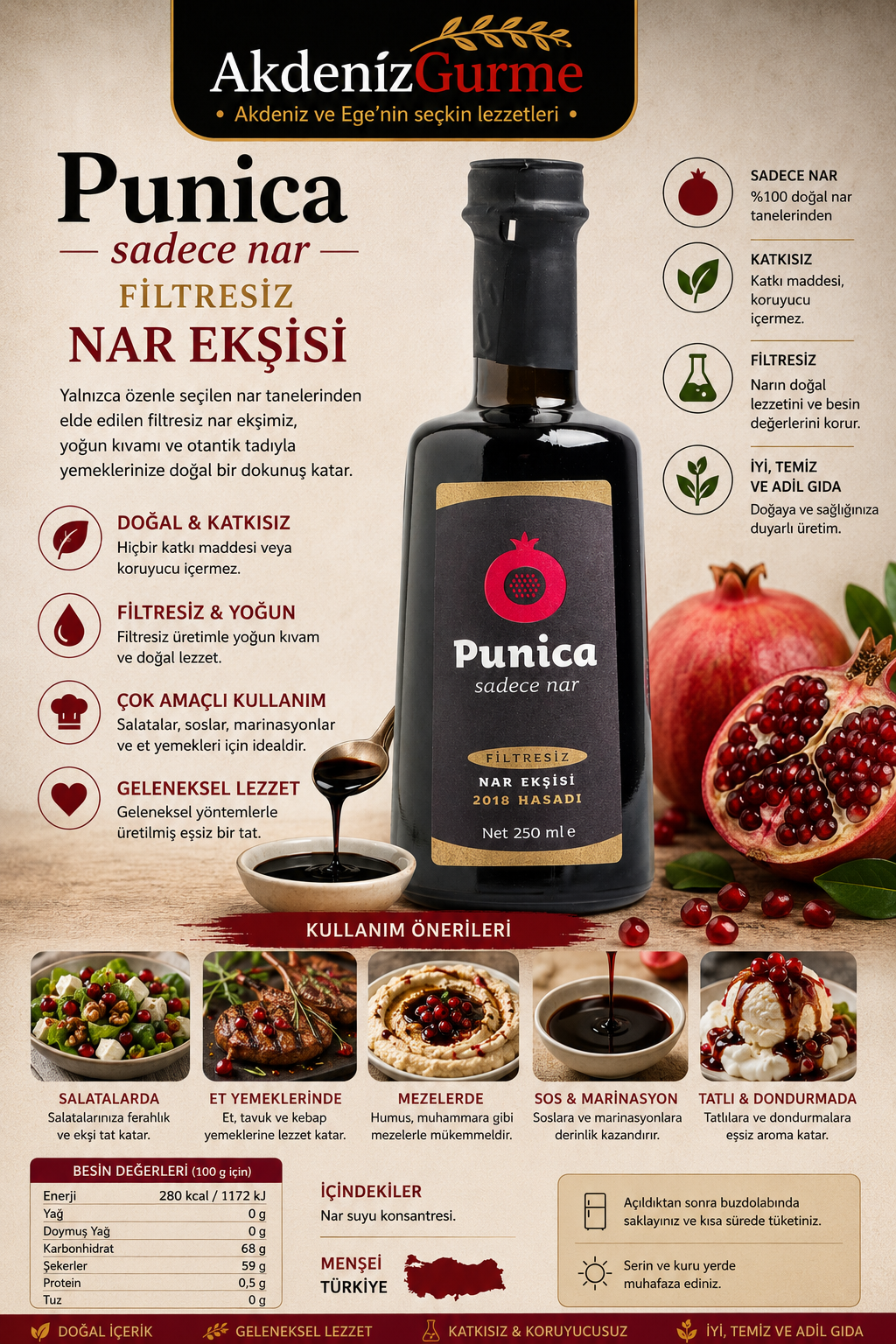 Punica Sadece Nar - Filtresiz Nar Ekşisi 250 ml e