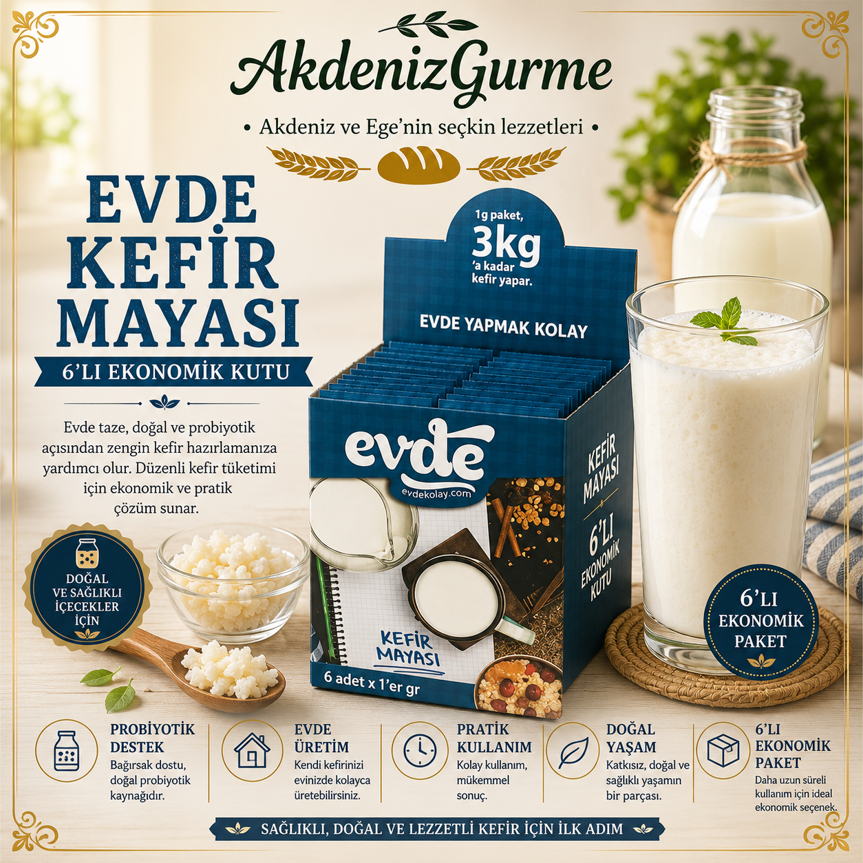 Evde Kefir Mayası 6'lı Kutu