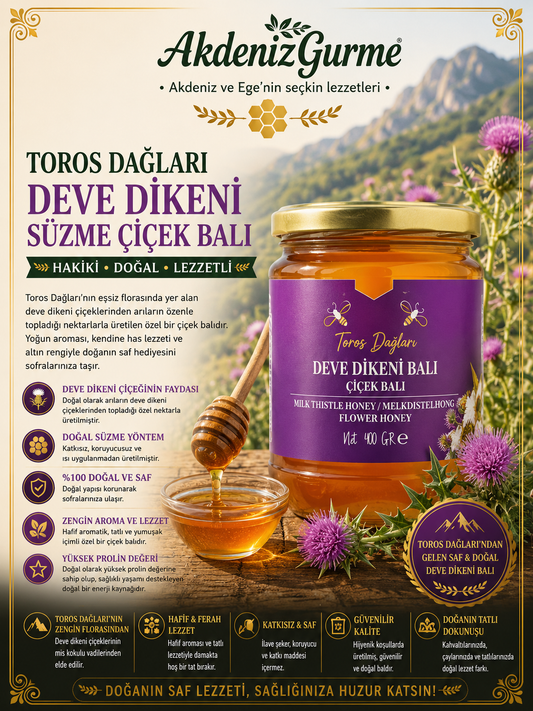 Toros Dağları Deve Dikeni Balı Süzme Çiçek Balı 400 g e