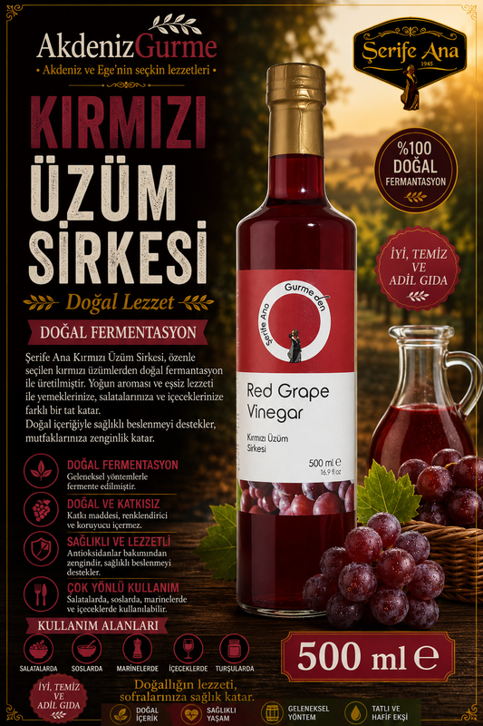 Şerife Ana Kırmızı Üzüm Sirkesi 500 ml e