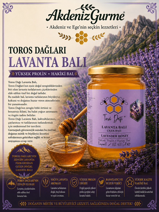 Toros Dağları Lavanta Balı Yüksek Prolin Hakiki Bal 860 g e