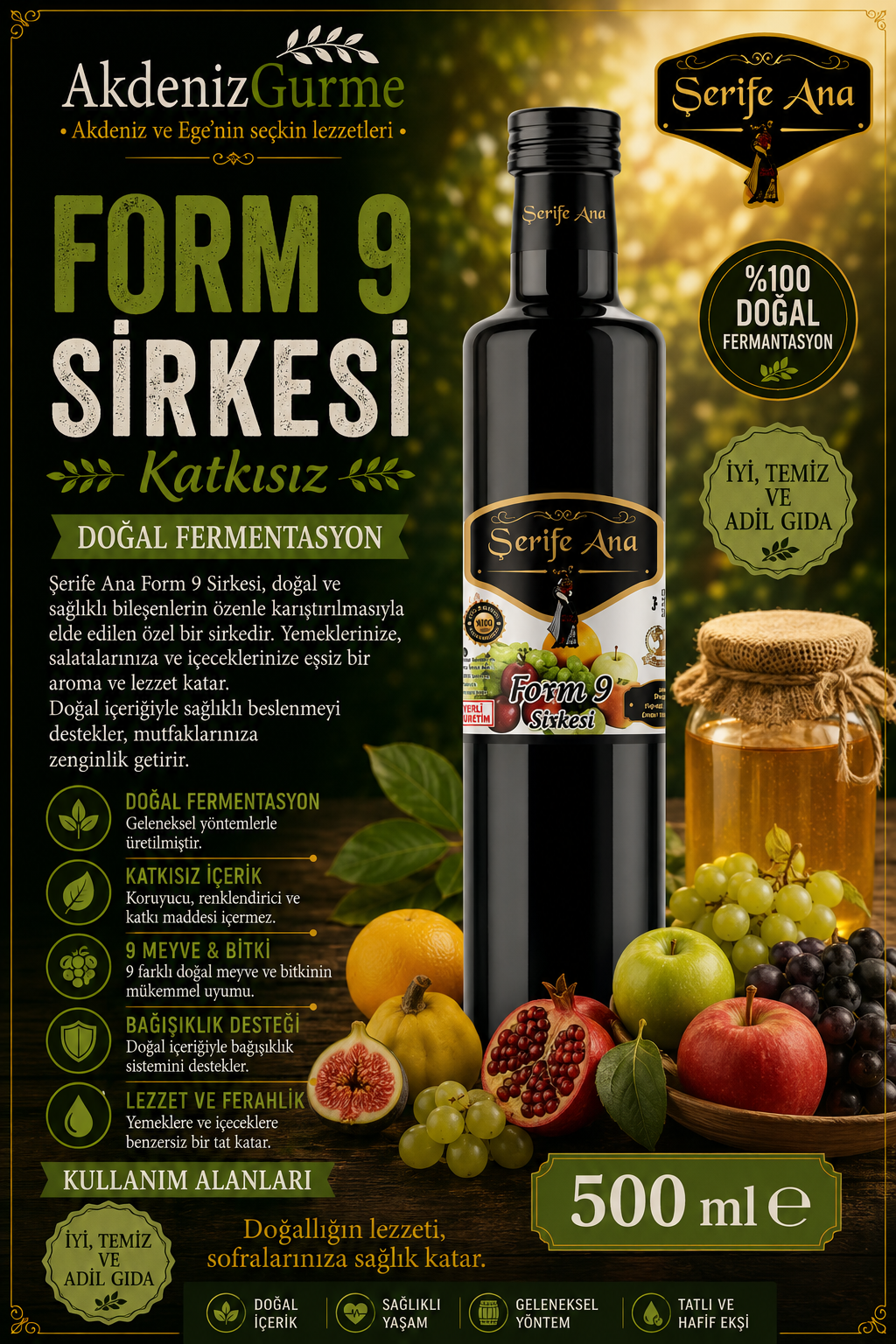 Şerife Ana Form 9 Sirkesi 500 ml e