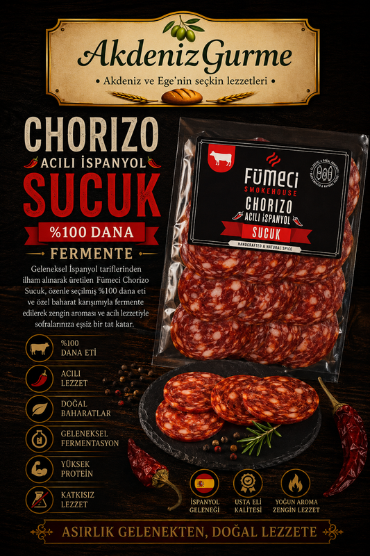 Fümeci Smokehouse %100 Dana Fermente İspanyol Sucuk Acılı Chorizo 500 g e