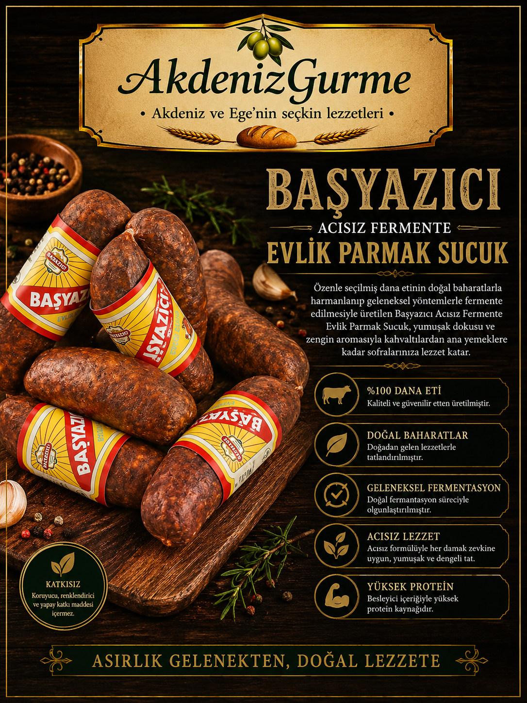 Başyazıcı Acısız Fermente Evlik Parmak Sucuk 500 g e