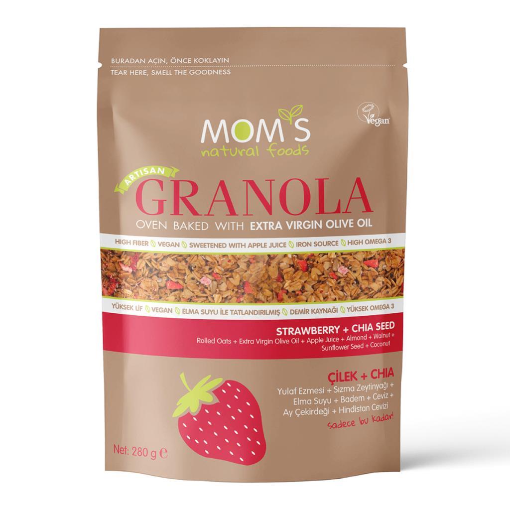 Mom's Natural Foods Çilek+Chia Granola 280 g e