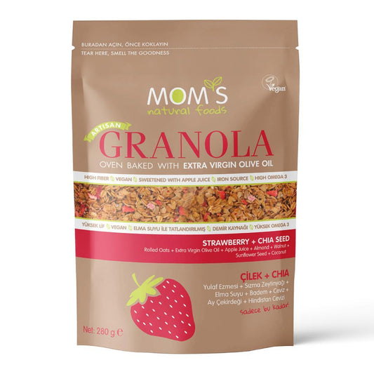 Mom's Natural Foods Çilek+Chia Granola 280 g e