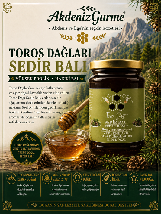 Toros Dağları Sedir Balı Yüksek Prolin 860 g e