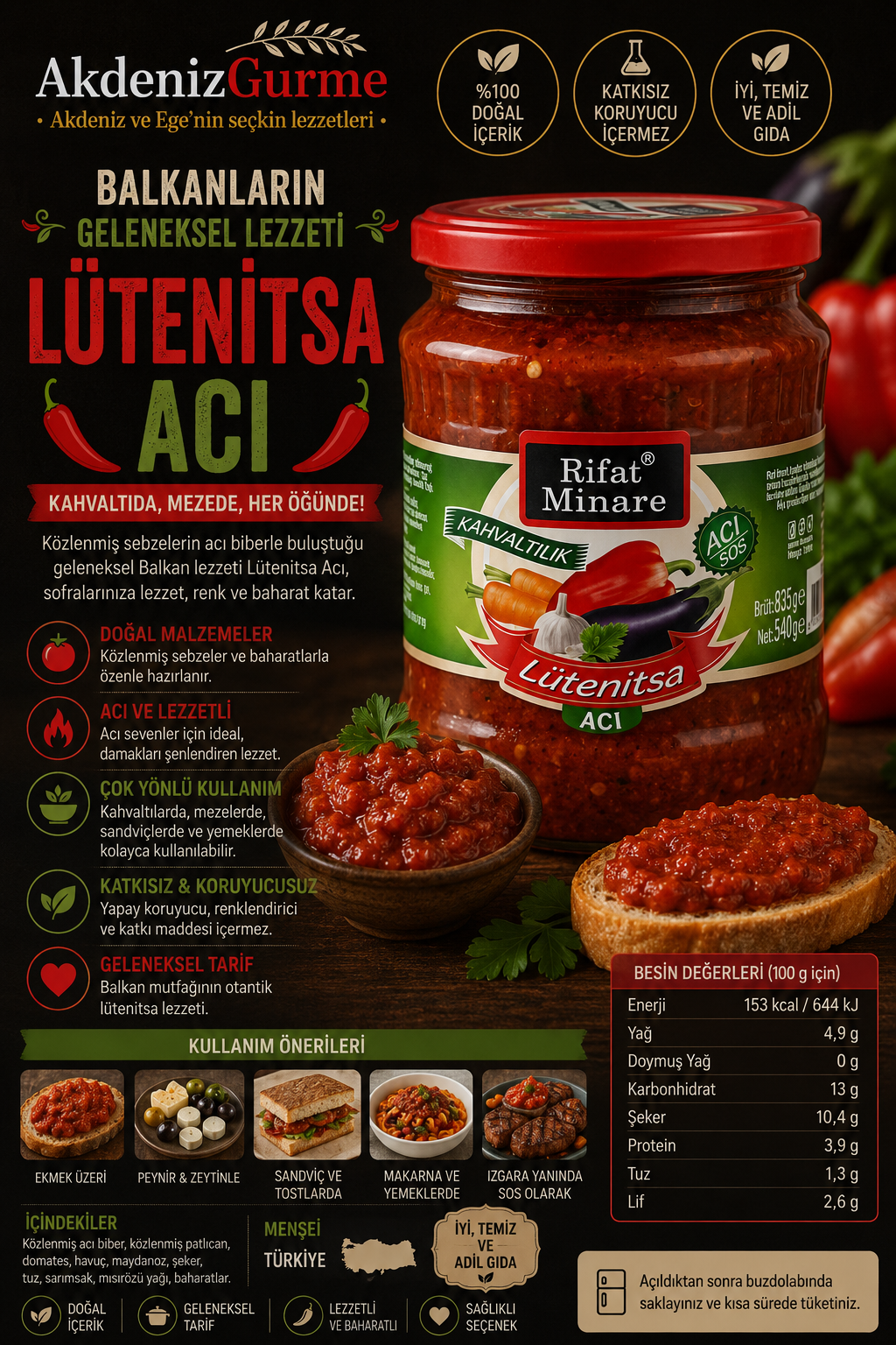 Rifat Minare Lütenitsa Acı 540 g e