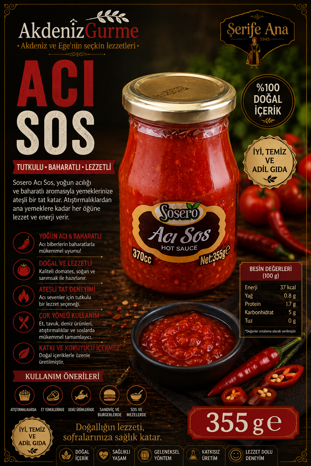 Sosero Acı Sos 355 g e