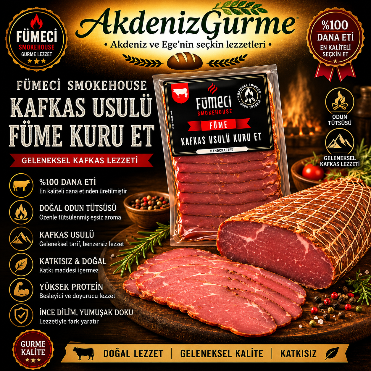 Fümeci Smokehouse Kafkas Usulü Füme Kuru Et 1000 g e